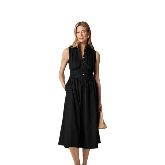 J. Crew Dresses & Skirts - J Crew Black Fitted Waist Sleeveless Shirt Dress Cotton Women Size 6 Petite